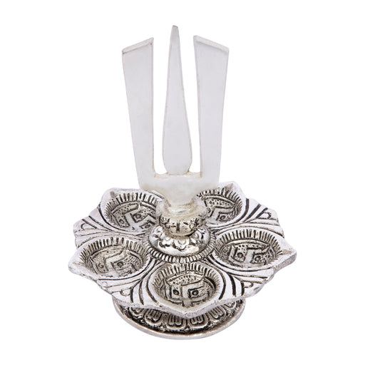 Namam Deep - 6 x 4 Inches | Silver Finish Diya/ 5 Face Vilakku/ Aluminium Lamp for Pooja/ 150 Gms Approx - 5 Faced lamp