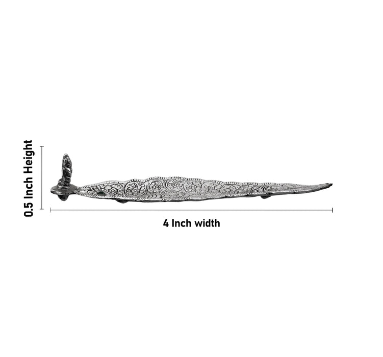 Ganesh Murti & Leaf Design Agarbathi Stand - 0.5 x 4 Inches | Metal & Silver Polish Incense Holder for Sticks - Agarbathi Stand