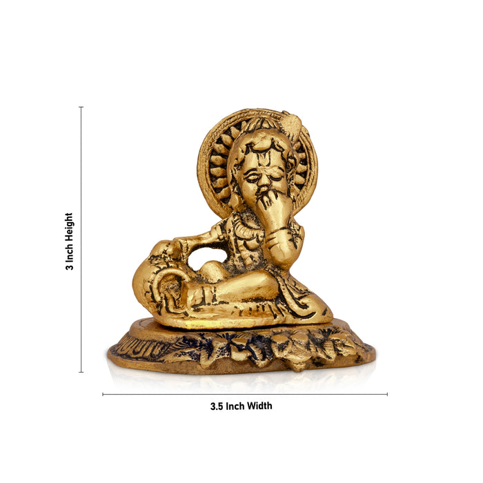 Butter Krishna Idol - 3 x 3.5 Inches | Aluminium Krishna Idol/ Gold Polish Krishna Statue for Pooja/ 180 Gms - Gold Polish Murties