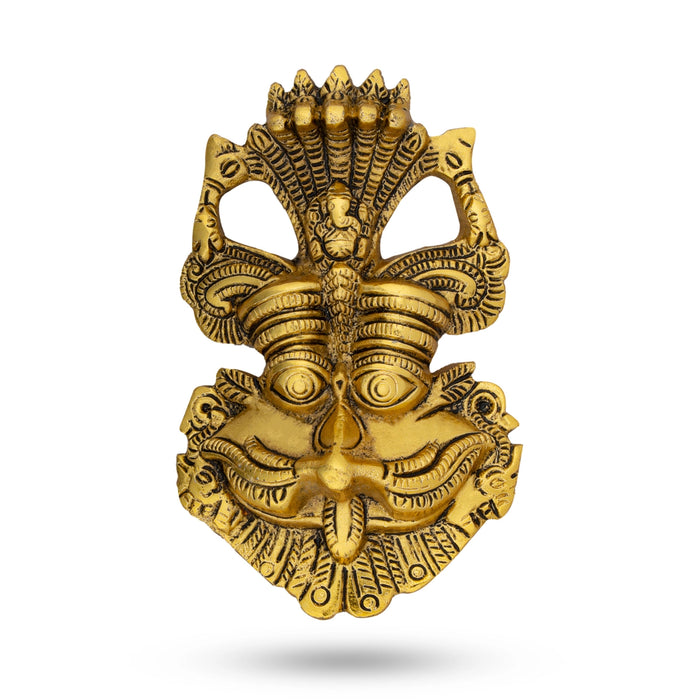 Yali Face Wall Hanging - 6 x 4 Inches | Aluminium Yali Face/ Gold Polish Wall Hanger for Home/ 155 Gms Approx - Wall Hanging