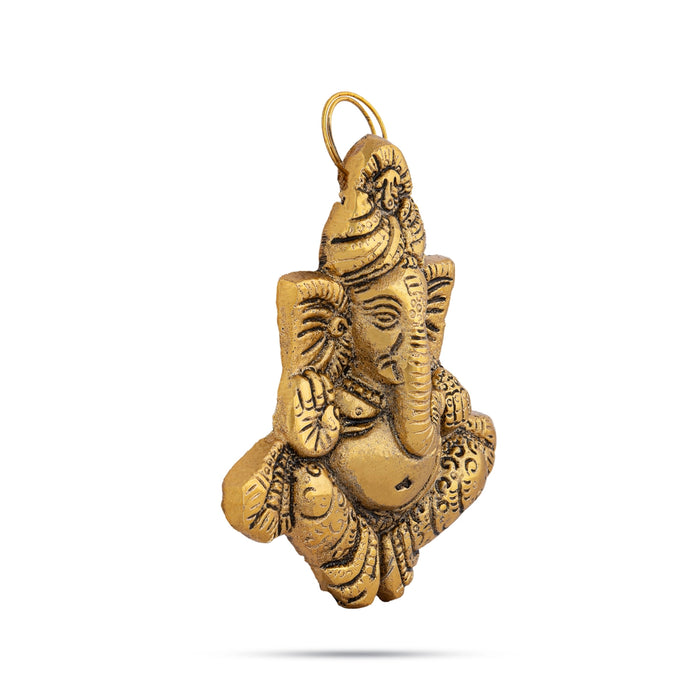 Pagdi Ganesh Murti Wall Hanging - 4 x 3.5 Inches | Metal & Gold Polish Ganpati Murti Wall Hanger for Home - Wall Hanging