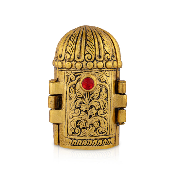 Laxmi Ganesh Saraswati Murti With Closing Type Box - 5 x 7 Inches | Metal & Gold Polish Laxmi Ganesh Saraswati Idol - Gold Polish Murties