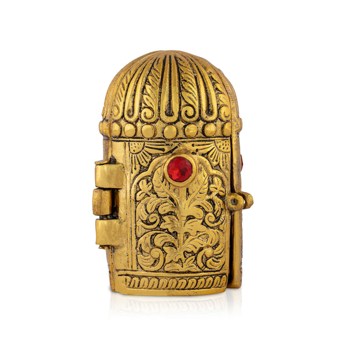 Laxmi Ganesh Saraswati Murti With Closing Type Box - 5 x 7 Inches | Metal & Gold Polish Laxmi Ganesh Saraswati Idol - Gold Polish Murties