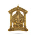 Ganesh Murti Sitting On Mandir Wall Hanging - 10.5 x 8.5 Inches | Metal & Gold Polish Ganpati Murti Wall Hanger for Home - Wall Hanging