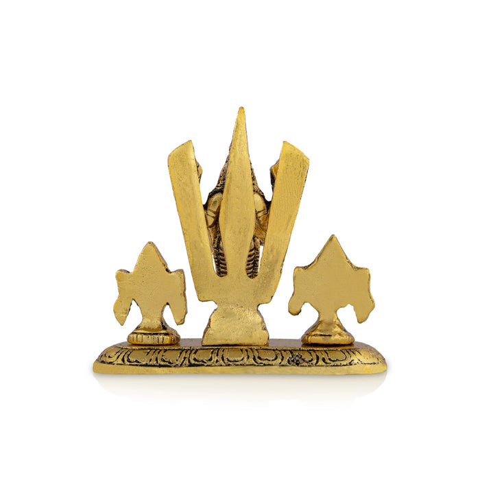 Balaji Murti With Namam Shanku Chakram - 3 x 3.5 Inches | Metal & Gold Polish Perumal Statue With Base for Home - Car Stand & Car Accessories