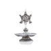5 Face Deepam With Base - 5.5 x 3.5 Inches | Metal Shanku Chakra Design Lamp/ Silver Polish Vilakku for Pooja - 5 Faced lamp