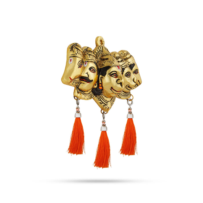 Panchmukhi Hanuman Murti Wall Hanging - 3.5 x 6.5 Inches | Metal & Gold Polish Anjaneya Face Wall Hanger for Home - Wall Hanging