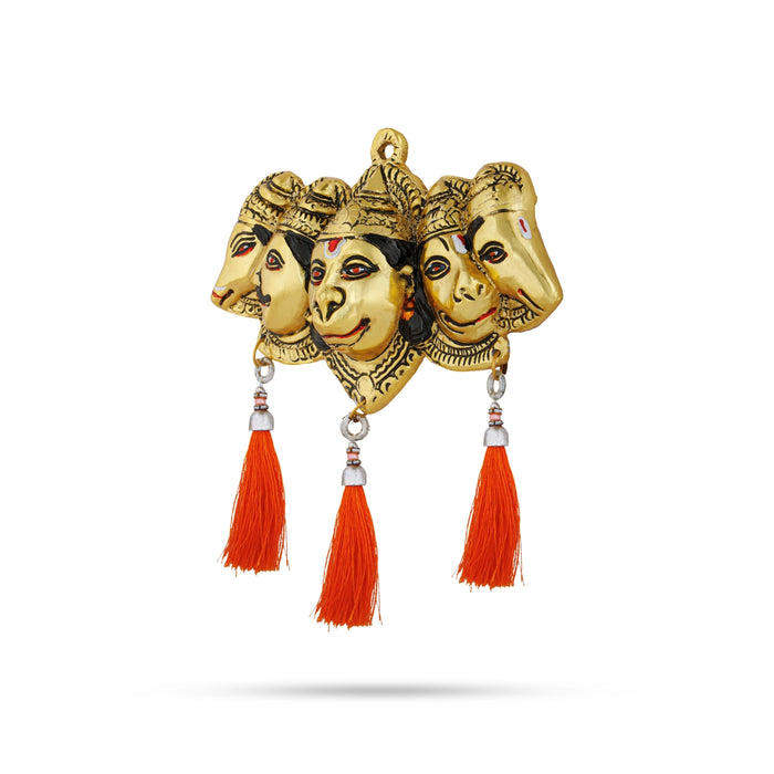 Panchmukhi Hanuman Murti Wall Hanging - 3.5 x 6.5 Inches | Metal & Gold Polish Anjaneya Face Wall Hanger for Home - Wall Hanging