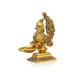 Swan Holding With Deepam - 5.5 x 5 Inches | Aluminium Lamp/ Gold Polish Vilakku for Pooja - Decorative Lamp