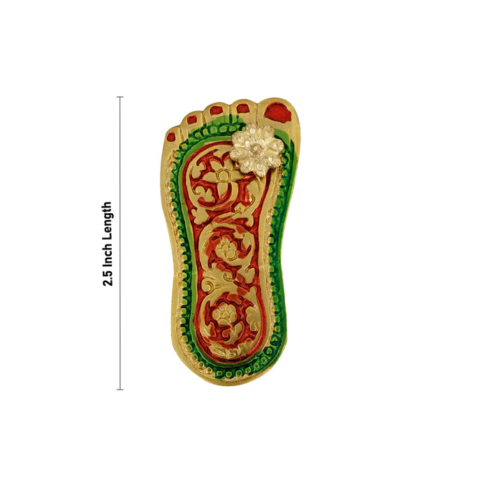 Padham Pair - 2.5 x 1 Inches | Metal Charan Paduka/ Gold Polish Paduka for Pooja - Pooja Box & Paduka