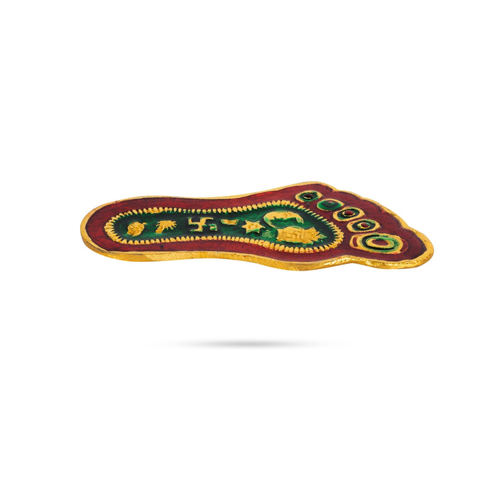 Padham Pair - 4.25 x 2 Inches | Metal Charan Paduka/ Gold Polish Paduka for Pooja - Pooja Box & Paduka