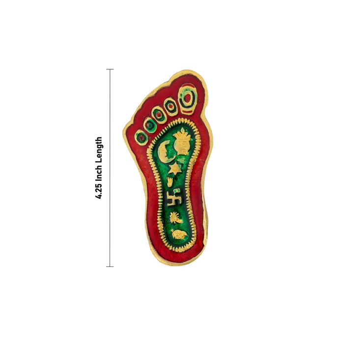 Padham Pair - 4.25 x 2 Inches | Metal Charan Paduka/ Gold Polish Paduka for Pooja - Pooja Box & Paduka