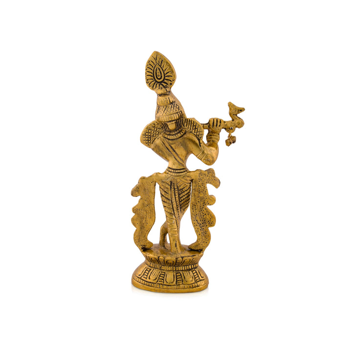 Krishna Standing with Flute Statue - 8.5 x 4 Inches | Aluminium Flute Krishna Idol/ Krishna Idol for Pooja