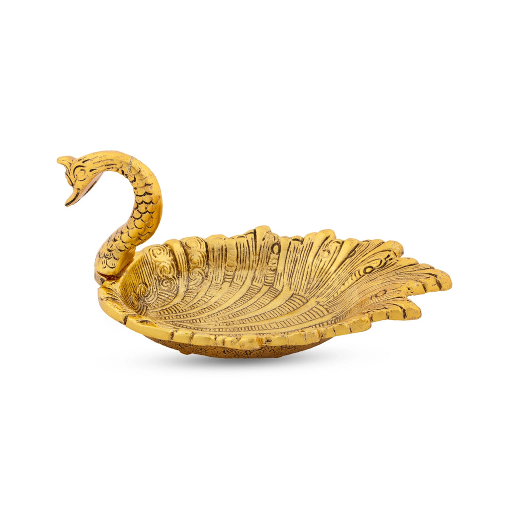 Duck Statue - 3.5 x 7.5 Inches | Gold Polish Swan Statue/ Aluminium Duck Idol for Home Decor/ 210 Gms