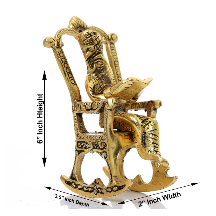 Brass Ganesh Murti - 6 x 2 Inches | Antique Brass Statue/ Vinayagar Statue/ Ganesha Idol for Pooja - Brass Murties