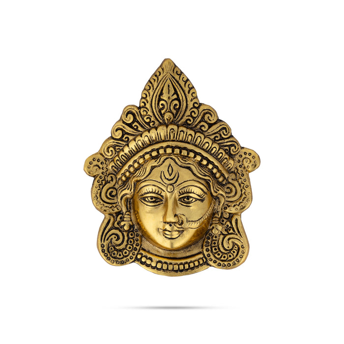 Metal Durga Face Wall Hanging - 6 x 5 Inches | Gold Antique Polish Maa Durga Face Wall Hanging for Home - Wall Hanging