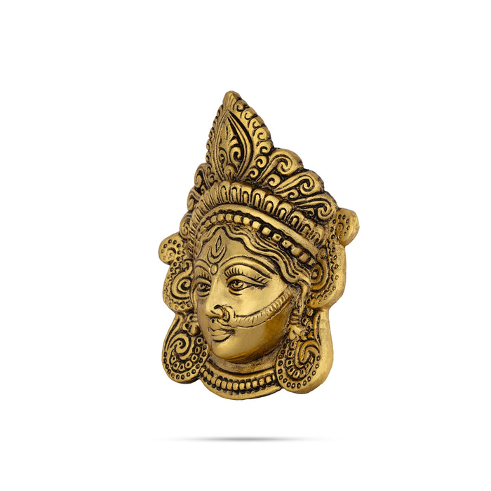 Metal Durga Face Wall Hanging - 6 x 5 Inches | Gold Antique Polish Maa Durga Face Wall Hanging for Home - Wall Hanging