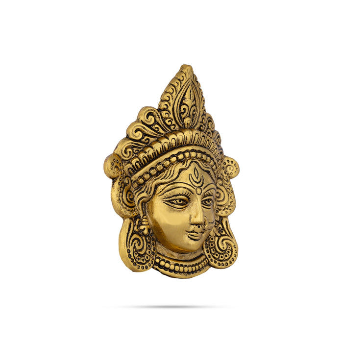 Metal Durga Face Wall Hanging - 6 x 5 Inches | Gold Antique Polish Maa Durga Face Wall Hanging for Home - Wall Hanging