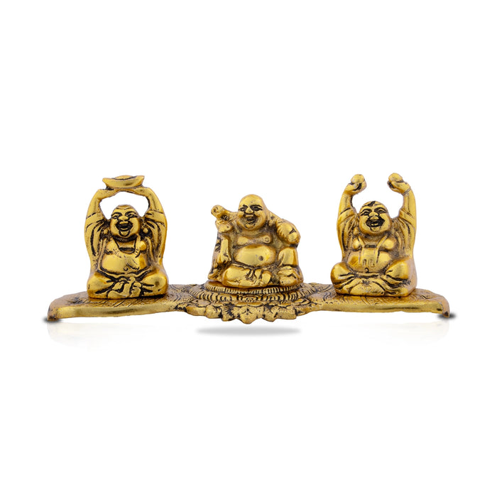 Laughing Buddha Idol - 3 x 7 Inches | Aluminium Happy Man/ Buddha Statue for Home/ 380 Gms Approx - Table Stand Accessories