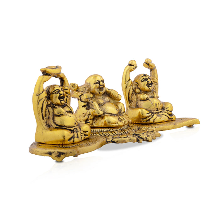 Laughing Buddha Idol - 3 x 7 Inches | Aluminium Happy Man/ Buddha Statue for Home/ 380 Gms Approx - Table Stand Accessories