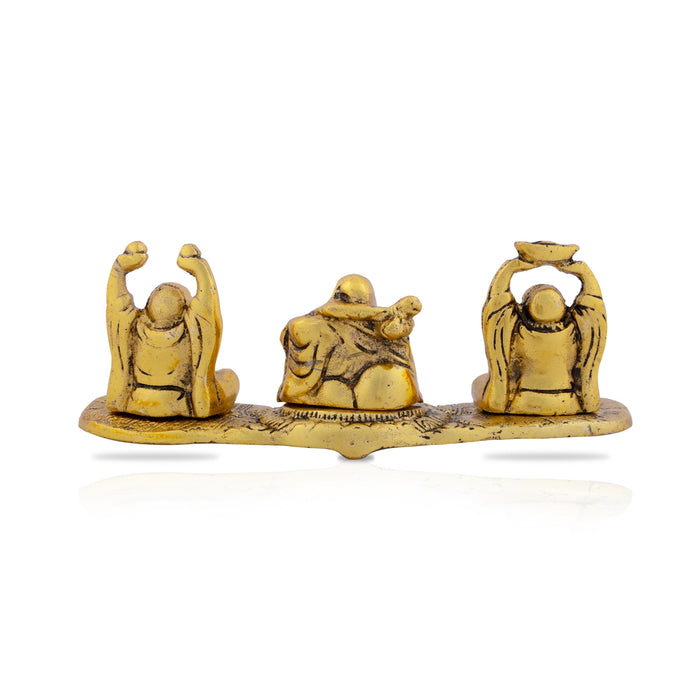 Laughing Buddha Idol - 3 x 7 Inches | Aluminium Happy Man/ Buddha Statue for Home/ 380 Gms Approx - Table Stand Accessories