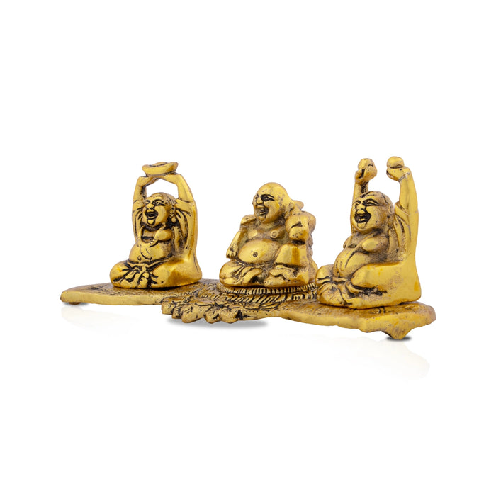 Laughing Buddha Idol - 3 x 7 Inches | Aluminium Happy Man/ Buddha Statue for Home/ 380 Gms Approx - Table Stand Accessories