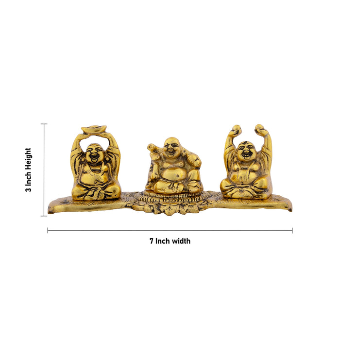 Laughing Buddha Idol - 3 x 7 Inches | Aluminium Happy Man/ Buddha Statue for Home/ 380 Gms Approx - Table Stand Accessories