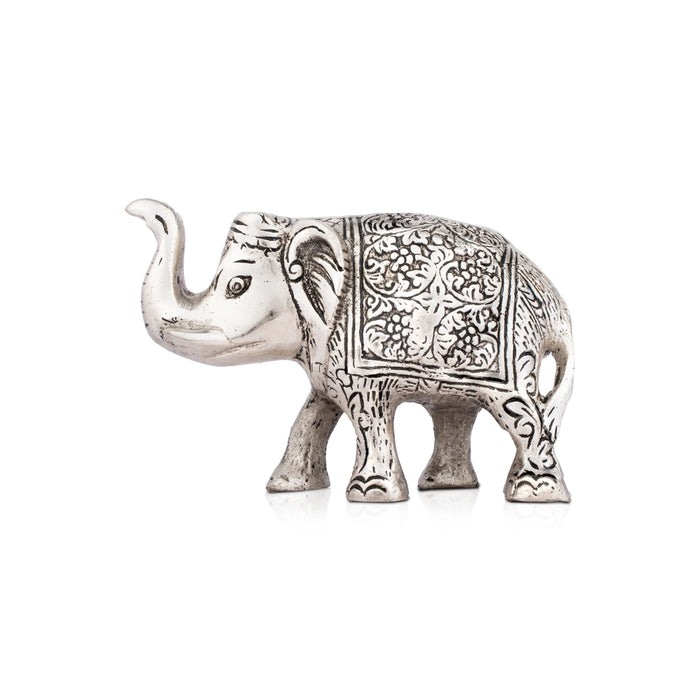 Elephant Statue - 3 x 5 Inches | Aluminium Elephant Figurine/ Elephant Sculpture for Home/ 240 Gms Approx