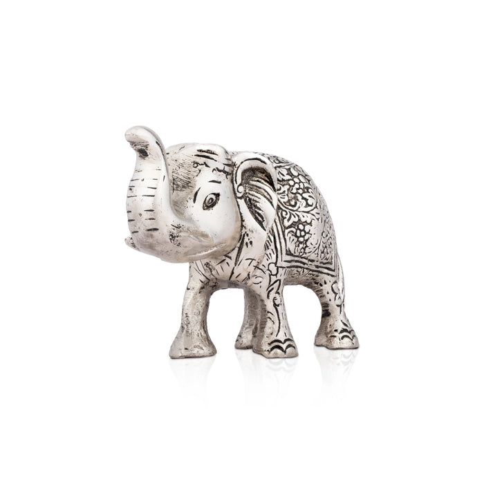 Elephant Statue - 3 x 5 Inches | Aluminium Elephant Figurine/ Elephant Sculpture for Home/ 240 Gms Approx