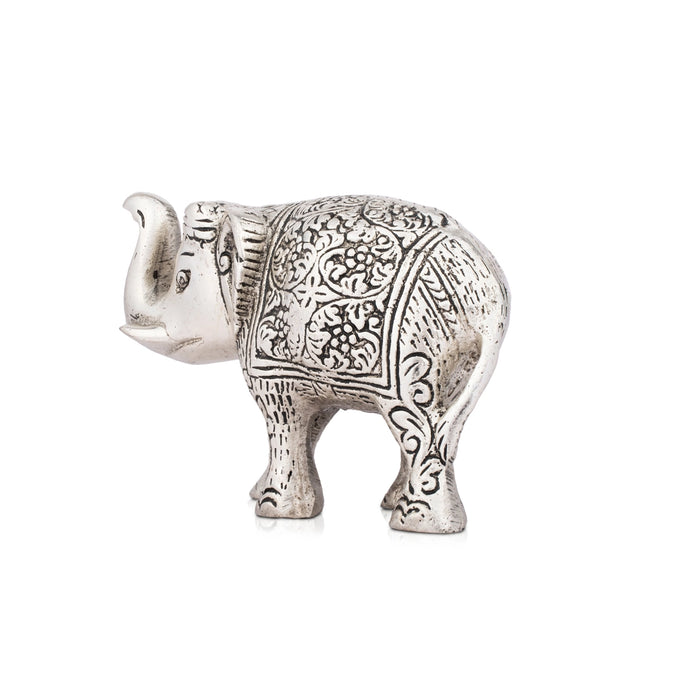 Elephant Statue - 3 x 5 Inches | Aluminium Elephant Figurine/ Elephant Sculpture for Home/ 240 Gms Approx