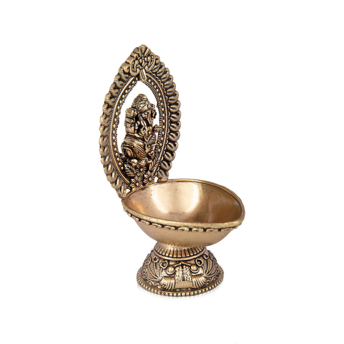 Ganesha Lamp - 4.5 x 2.25 Inches | Ganapathi Vilakku/ Brass Vilakku/ Deepam for Pooja/ 130 Gms Approx