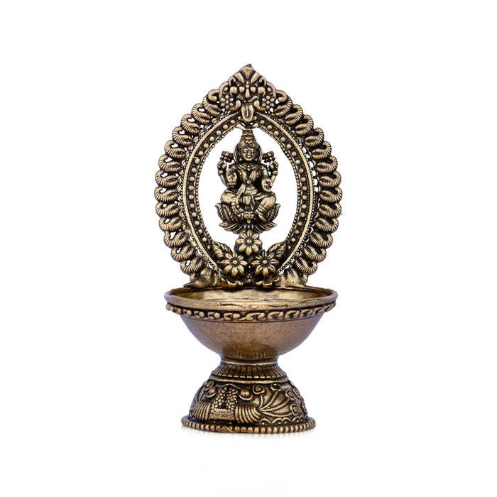 Lakshmi Lamp - 4.5 X 2.5 Inches | Lakshmi Vilaku/ Brass Vilakku/ Laxmi Deepam for Pooja/ 140 Gms Approx