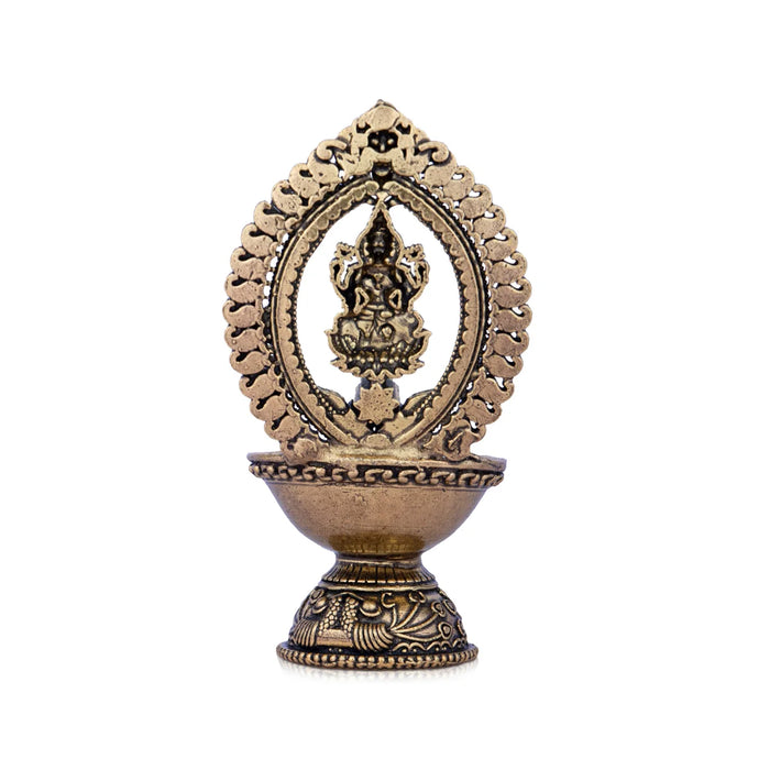 Lakshmi Lamp - 4.5 X 2.5 Inches | Lakshmi Vilaku/ Brass Vilakku/ Laxmi Deepam for Pooja/ 140 Gms Approx