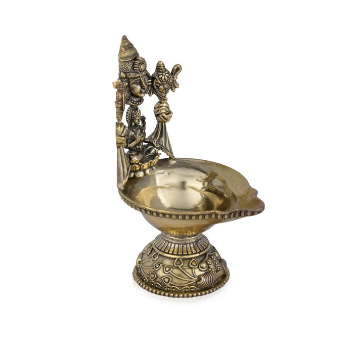 Lakshmi Balaji Lamp - 5 x 2.75 Inches | Brass Lamp/ Deepam for Pooja/ 200 Gms Approx