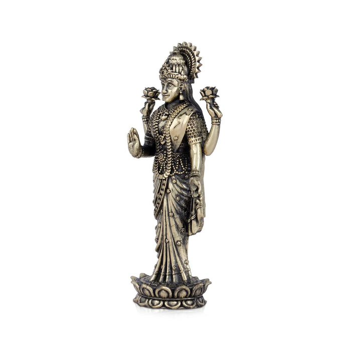 Laxmi Devi Statue - 5 x 2 Inches | Lakshmi Statue Standing On Lotus / Brass Idol/ Maha Laxmi Idol for Pooja/ 140 Gms Approx - Brass Murties