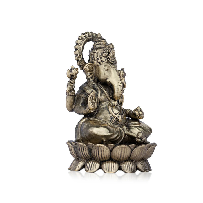 Ganesh Murti - 4 x 2.5 Inches | Brass Vinayaka Idol / Ganesh Statue Sitting On Lotus for Pooja/ 280 Gms Approx
