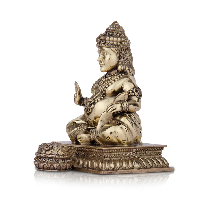 Kubera Statue - 3 x 2 Inches | Kuber Murti/ Brass Idol/ Kuberan Idol for Pooja/ 120 Gms Approx