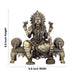 Laxmi Devi Statue - 5.5 x 5.5 Inches | Brass Idol/ Lakshmi Statue Sitting On Sinhasan/ 770 Gms Approx - Brass Murties