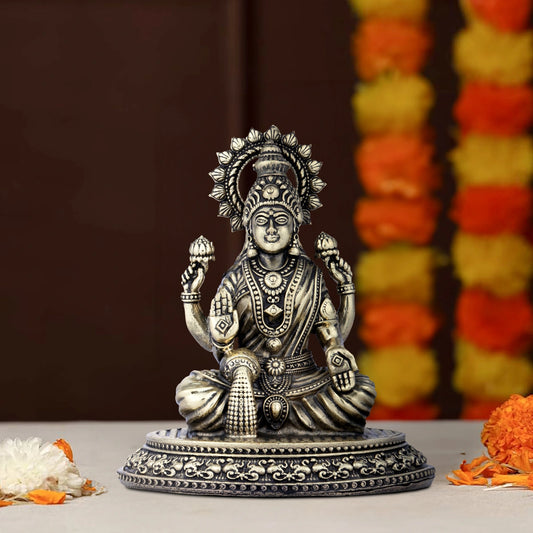 Maha Laxmi Statue - 4 x 3.5 Inches | Sitting Laxmi Statue/ Brass Idol for Pooja/ 240 Gms Approx - Brass Murties