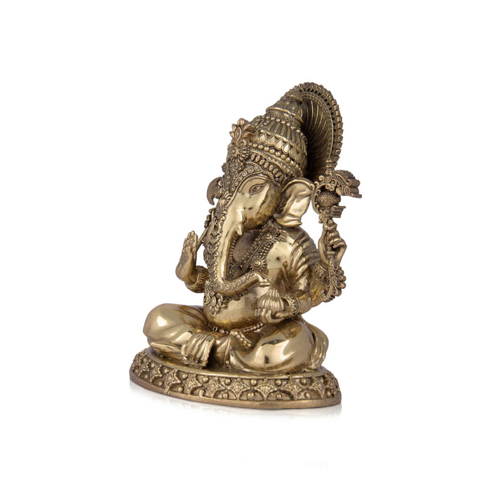 Ganesha Murti Statue - 6.75 x 5 Inches| Brass Idol/ Vinayaka Idol for Pooja/ 985 Gms Approx