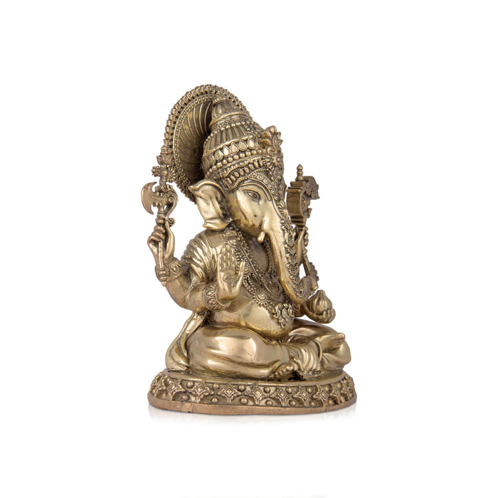 Ganesha Murti Statue - 6.75 x 5 Inches| Brass Idol/ Vinayaka Idol for Pooja/ 985 Gms Approx