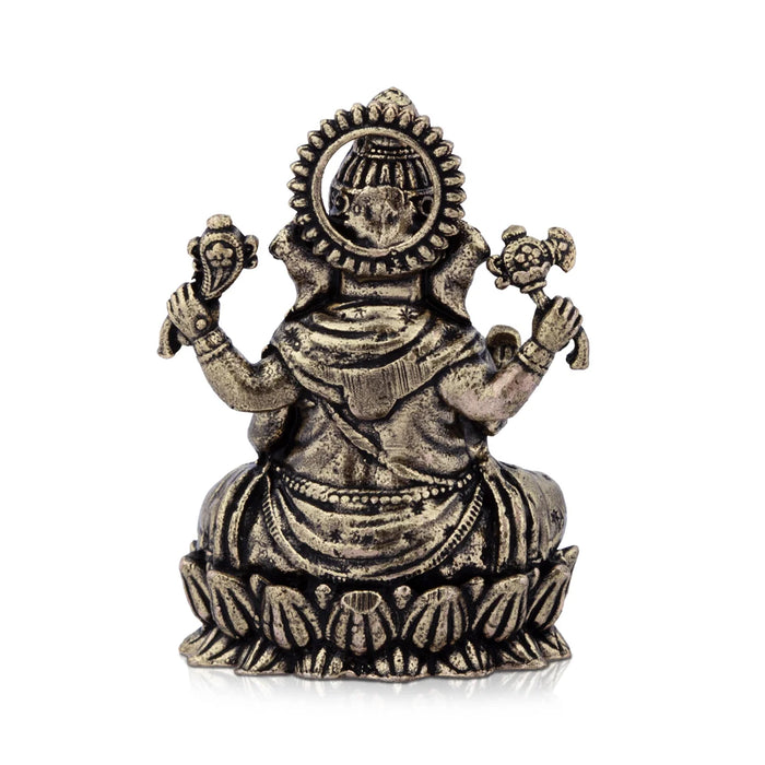 Ganesh Murti - 2 x 1.5 Inches | Brass Idol / Vinayaka Idol Sitting On Lotus for Pooja/ 40 Gms Approx