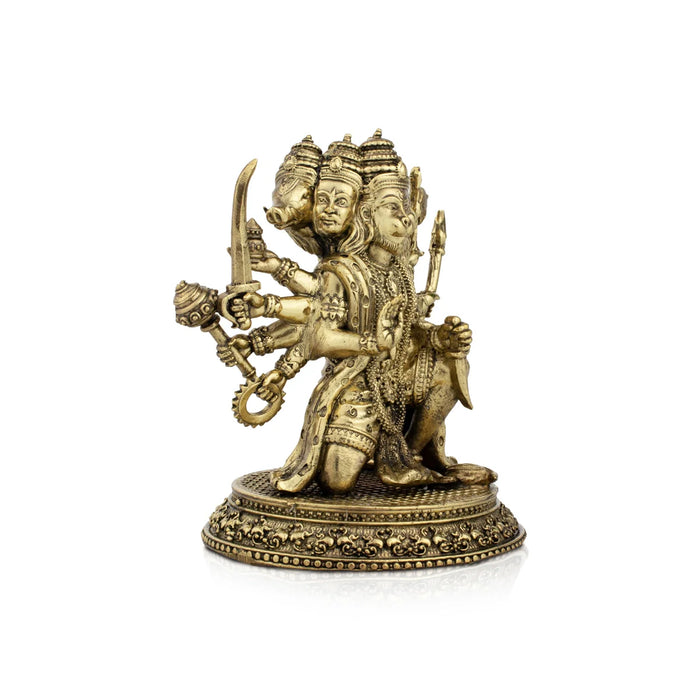 Panchmukhi Hanuman Statue - 4 x 3.75 Inches | Brass idol/ Panchamukha Hanuman Idol for Pooja - Brass Murties