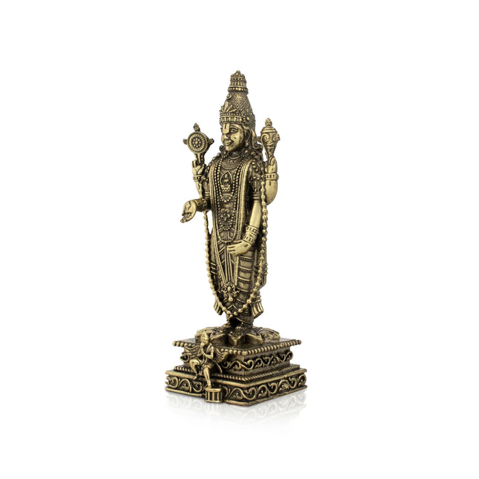 Balaji Murti - 6 x 2 Inches | Balaji Statue/ Balaji Idol for Pooja/ 290 Gms Approx - Brass Murties