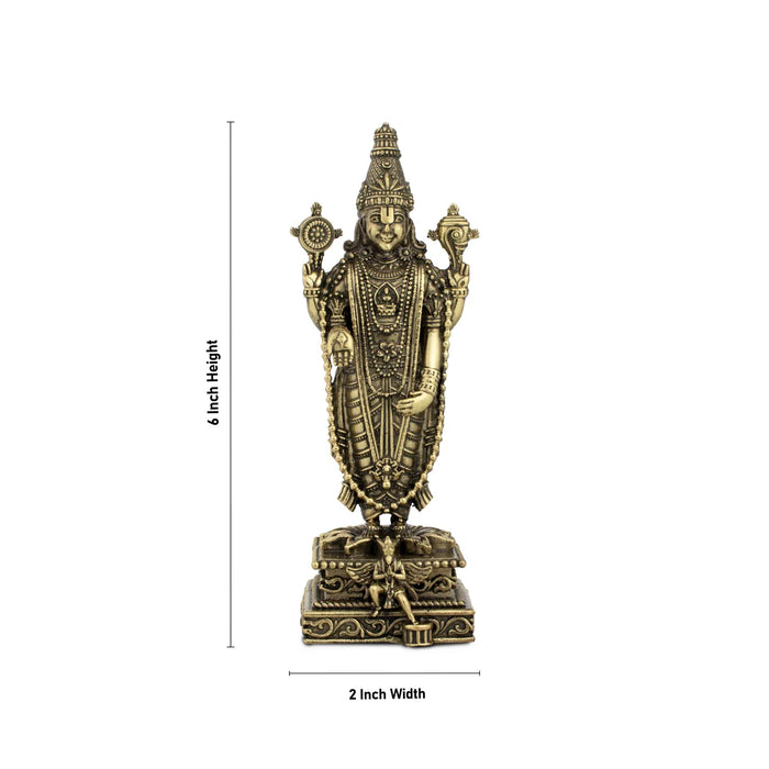 Balaji Murti - 6 x 2 Inches | Balaji Statue/ Balaji Idol for Pooja/ 290 Gms Approx - Brass Murties