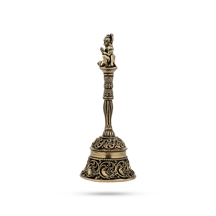 Pooja Bell Hanuman Hand Design - 3.75 x 1.5 Inches | Brass Bell/ Ghanti for Mandir/ 55 Gms Approx - Pooja Bells