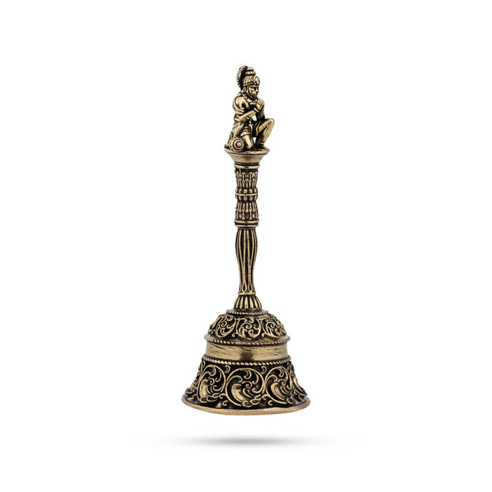 Pooja Bell Hanuman Hand Design - 3.75 x 1.5 Inches | Brass Bell/ Ghanti for Mandir/ 55 Gms Approx - Pooja Bells