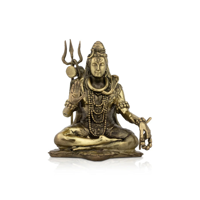 Shivan Statue - 4 x 3.25 Inches |Sitting Shiva Statue/ Brass Idol for Pooja/ 300 Gms Approx - Brass Murties
