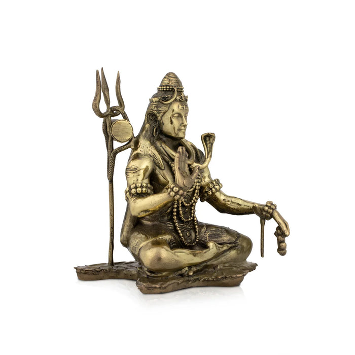 Shivan Statue - 4 x 3.25 Inches |Sitting Shiva Statue/ Brass Idol for Pooja/ 300 Gms Approx - Brass Murties
