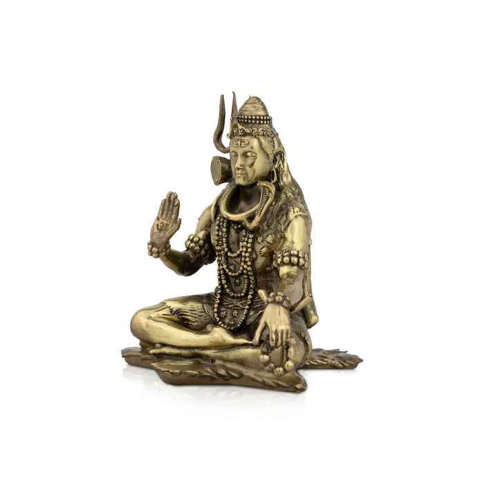 Shivan Statue - 4 x 3.25 Inches |Sitting Shiva Statue/ Brass Idol for Pooja/ 300 Gms Approx - Brass Murties